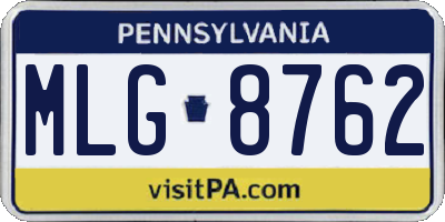 PA license plate MLG8762