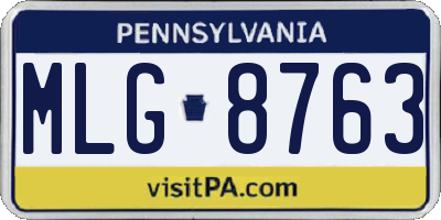 PA license plate MLG8763