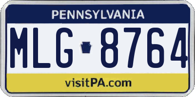PA license plate MLG8764