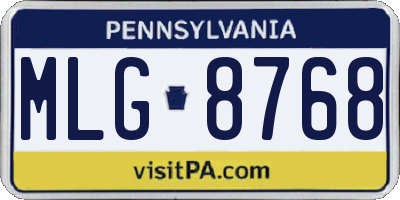 PA license plate MLG8768
