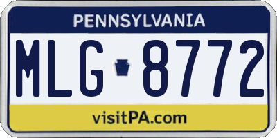 PA license plate MLG8772