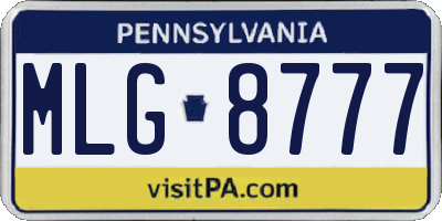 PA license plate MLG8777
