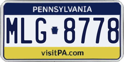 PA license plate MLG8778
