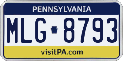 PA license plate MLG8793