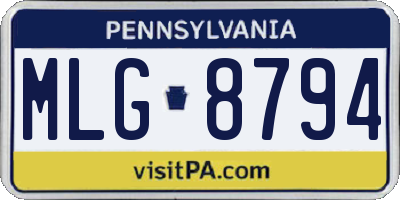 PA license plate MLG8794