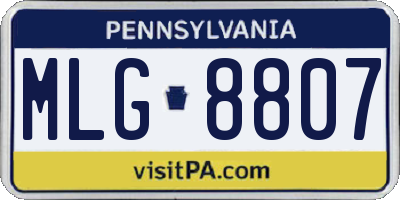 PA license plate MLG8807