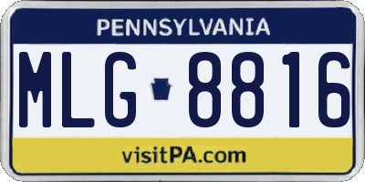 PA license plate MLG8816
