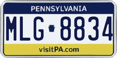 PA license plate MLG8834