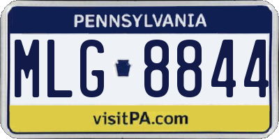 PA license plate MLG8844