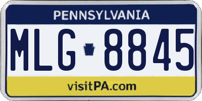 PA license plate MLG8845
