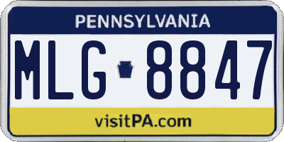 PA license plate MLG8847