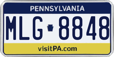 PA license plate MLG8848