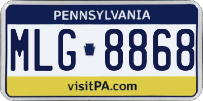 PA license plate MLG8868