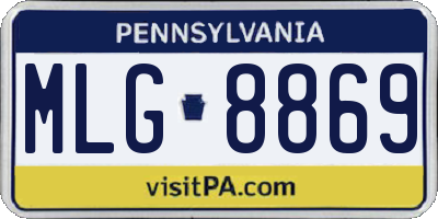 PA license plate MLG8869