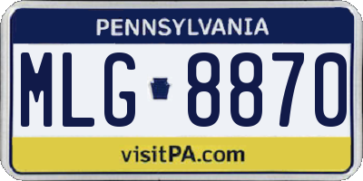 PA license plate MLG8870