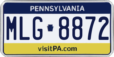 PA license plate MLG8872
