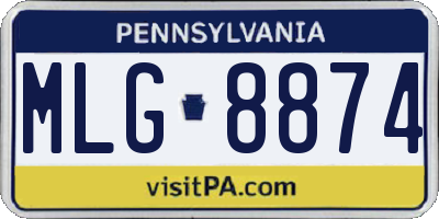 PA license plate MLG8874