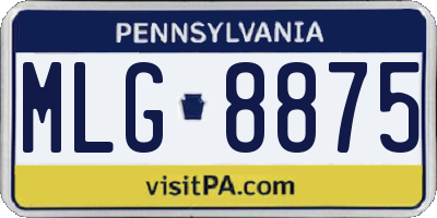 PA license plate MLG8875