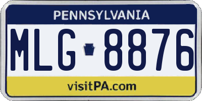 PA license plate MLG8876