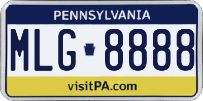 PA license plate MLG8888