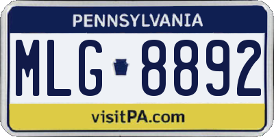 PA license plate MLG8892