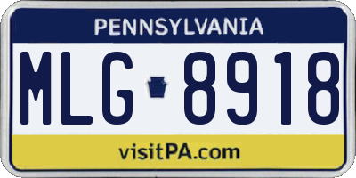 PA license plate MLG8918