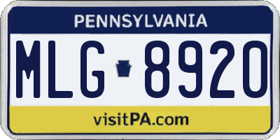 PA license plate MLG8920