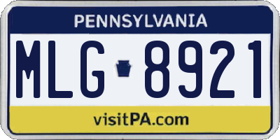 PA license plate MLG8921
