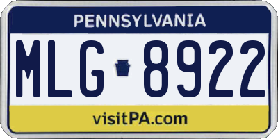 PA license plate MLG8922