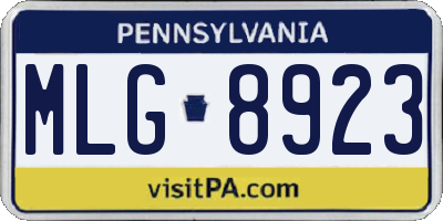 PA license plate MLG8923