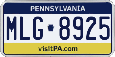 PA license plate MLG8925