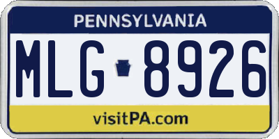 PA license plate MLG8926