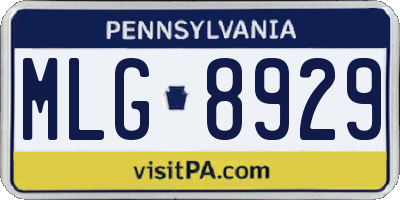 PA license plate MLG8929