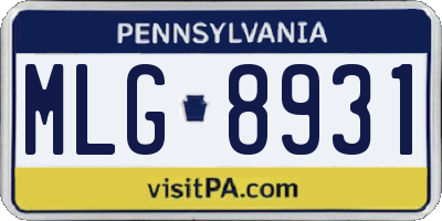 PA license plate MLG8931