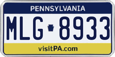 PA license plate MLG8933