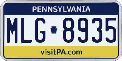 PA license plate MLG8935