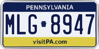 PA license plate MLG8947