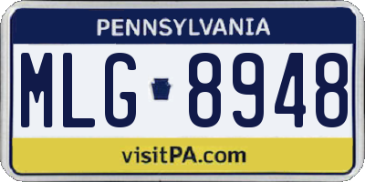 PA license plate MLG8948