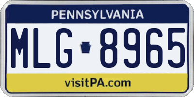 PA license plate MLG8965
