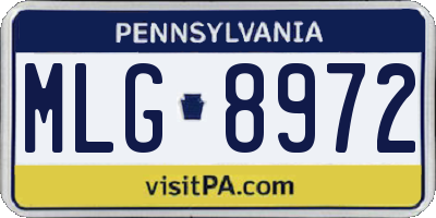 PA license plate MLG8972