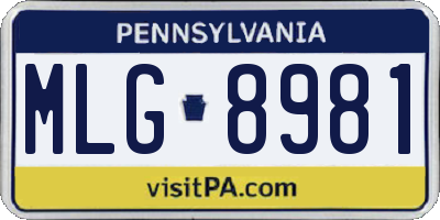 PA license plate MLG8981