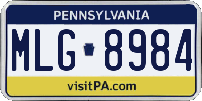 PA license plate MLG8984