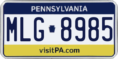 PA license plate MLG8985
