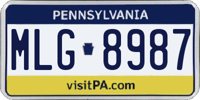 PA license plate MLG8987