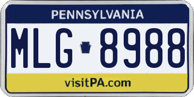 PA license plate MLG8988
