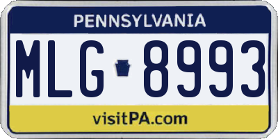 PA license plate MLG8993