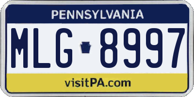 PA license plate MLG8997