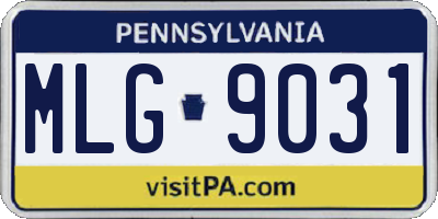 PA license plate MLG9031