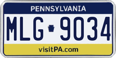 PA license plate MLG9034