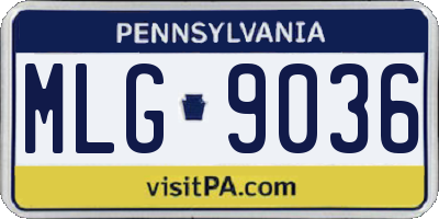 PA license plate MLG9036